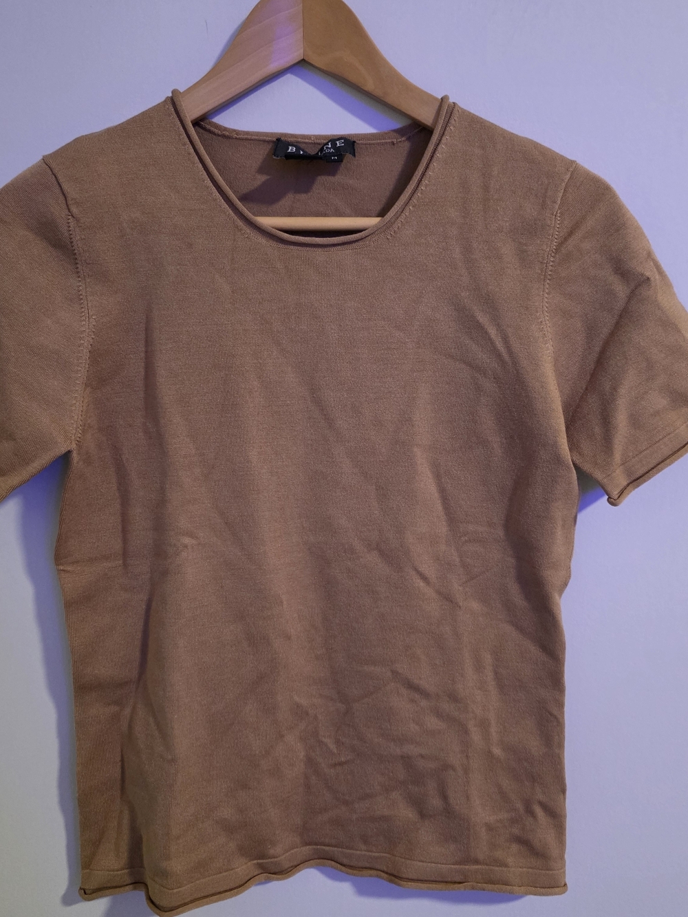 Biline for Canada Silk Blend Short Sleeve Knit Top Brown Women’s Medium